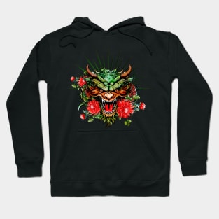 Wonderful colorful dragon head with flowers Hoodie